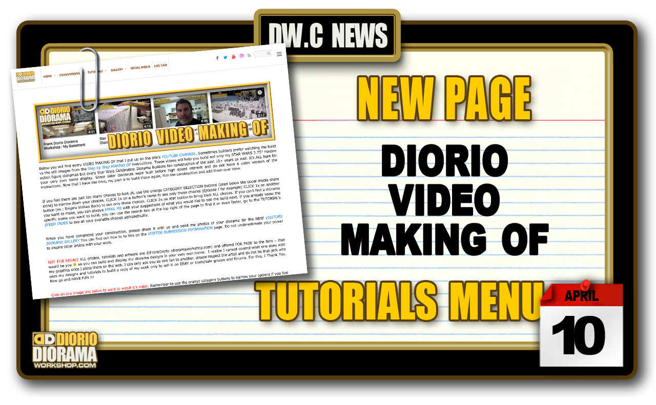 NEW PAGE : TUTORIALS DIORIO VIDEO MAKING OF